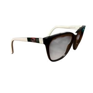 Gucci Black White Vintage Web GG Logo Oversized Cat Eye Sunglasses